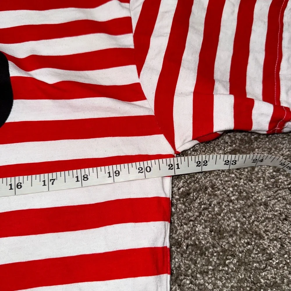 Vintage Disney Mickey‎ Mouse T-Shirt Unisex Large Red White Striped Graphic Tee